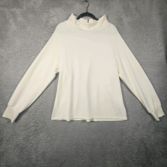 Varley Arcola Sweatshirt S Ivory Mock Neck Cinched Pullover Athleisure Luxury - Picture 1 of 16